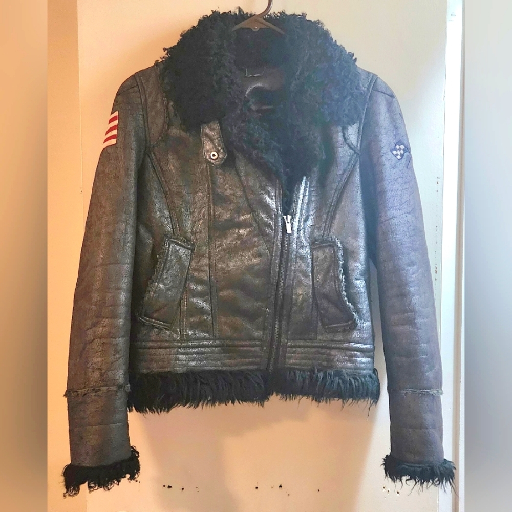 Black River Black Biker Glll Jacket 80s Style  Women S-M F2
